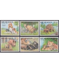 F-EX46848 NICARAGUA MNH 1988 DOG FOX WILD PIG LION PEAR CHEETAH.