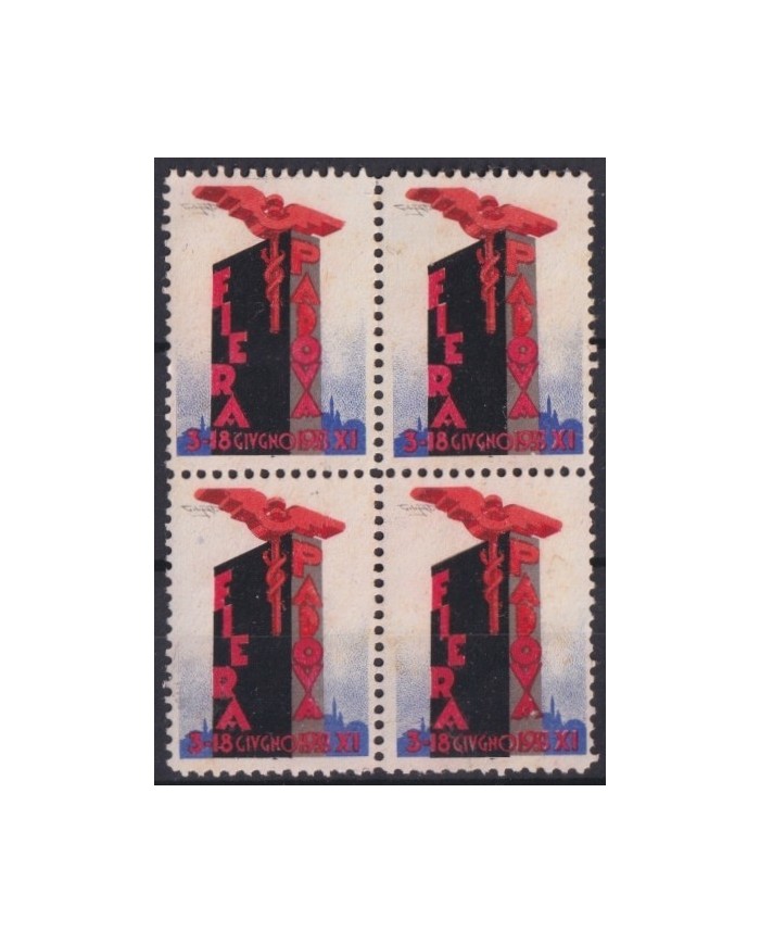 F-EX17428 ITALY ITALIA CINDERELLA 1933 PADUA PADOVA FAIR NO GUM BLOCK4.