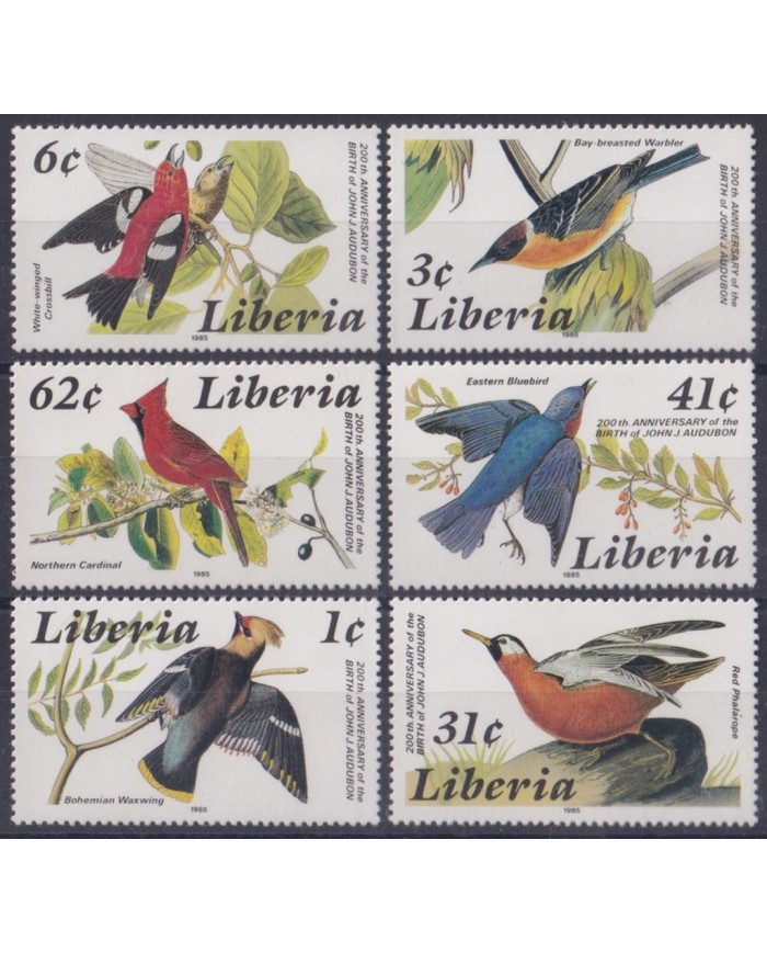 F-EX46734 LIBERIA MNH 1985 AUDUBON BIRD AVES OISEAUX VOGEL.
