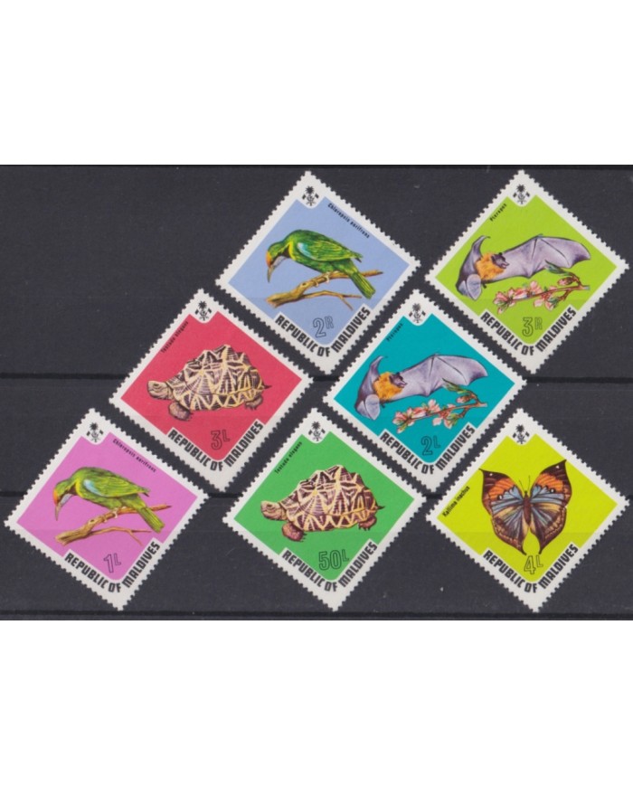 F-EX46736 MALDIVES MNH 1985 TURTLE BAT FLOWER BUTTERFLIES BIRD AVES OISEAUX VOGEL.