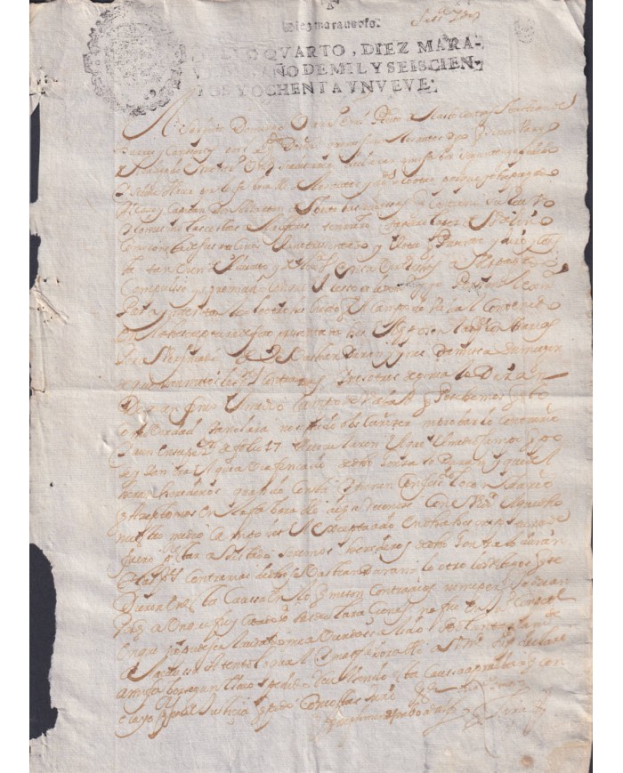 1689-PS-1 ESPAÑA SPAIN REVENUE SEALLED PAPER 1689 SELLO 4º.