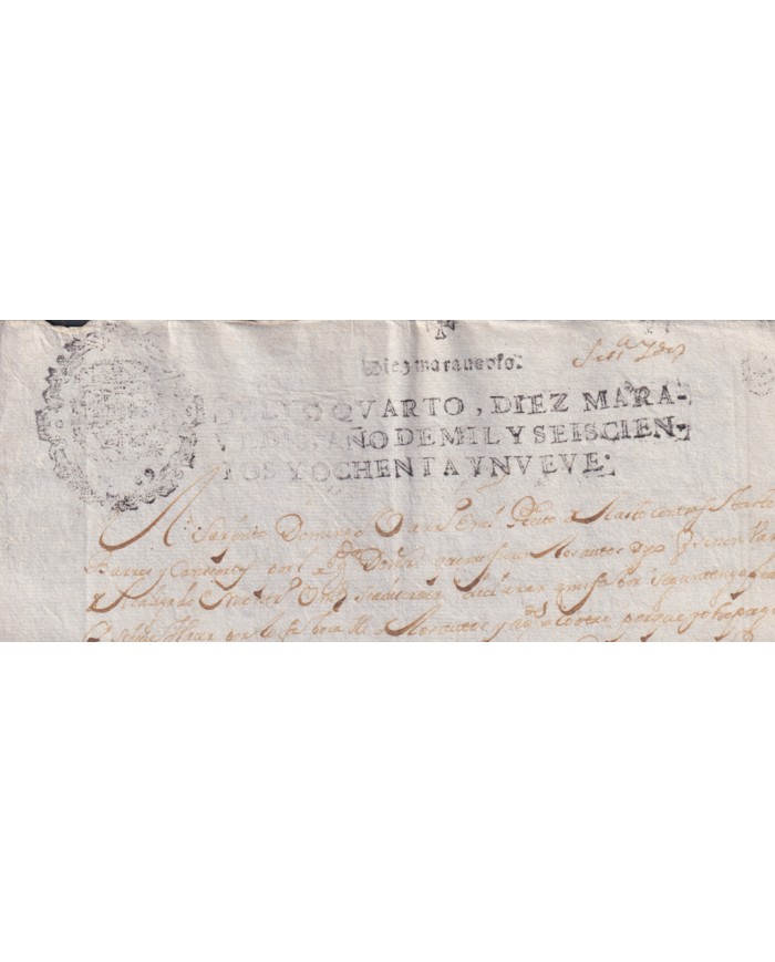 1689-PS-1 ESPAÑA SPAIN REVENUE SEALLED PAPER 1689 SELLO 4º.