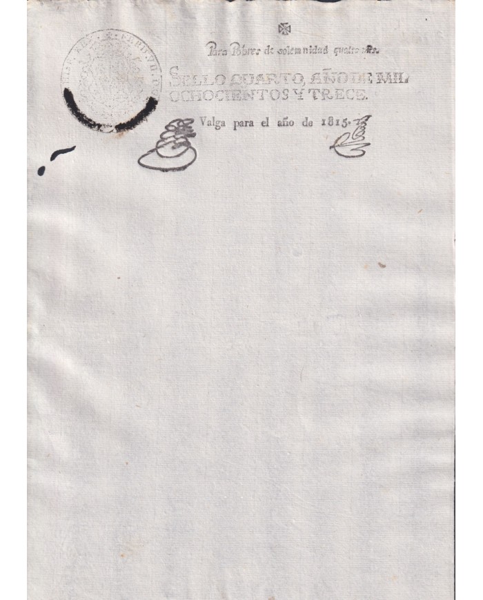 1815-PS-22 ESPAÑA SPAIN REVENUE SEALLED PAPER SELLO POBRES 1813 OVERPRINT 1815.