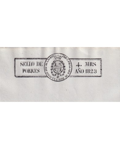 1823-PS-5 ESPAÑA SPAIN REVENUE SEALLED PAPER 1823 SELLO DE POBRES UNUSED.