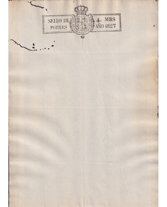 1827-PS-5 ESPAÑA SPAIN REVENUE SEALLED PAPER 1827 SELLO DE POBRES UNUSED.