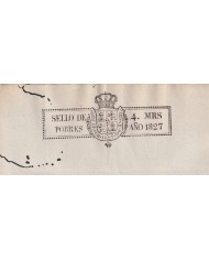 1827-PS-5 ESPAÑA SPAIN REVENUE SEALLED PAPER 1827 SELLO DE POBRES UNUSED.