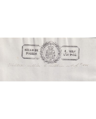 1837-PS-8 ESPAÑA SPAIN REVENUE SEALLED PAPER 1837 POBRES UNUSED “HABILITADO·.