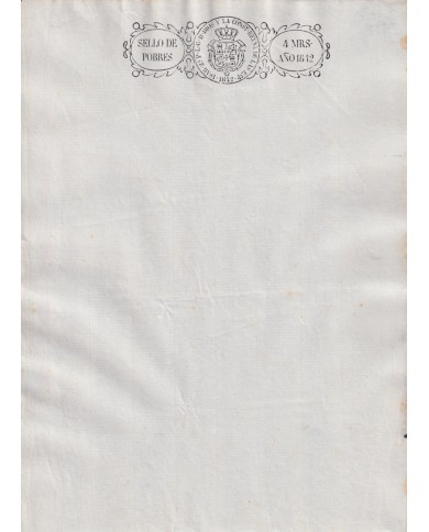 1842-PS-5 ESPAÑA SPAIN REVENUE SEALLED PAPER 1842 SELLO DE POBRES UNUSED.