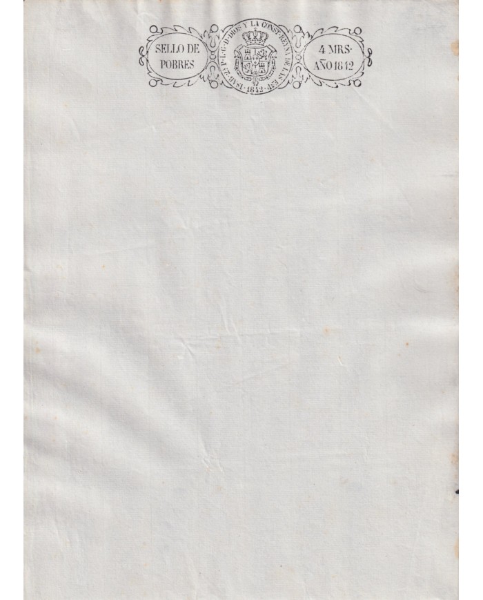 1842-PS-5 ESPAÑA SPAIN REVENUE SEALLED PAPER 1842 SELLO DE POBRES UNUSED.