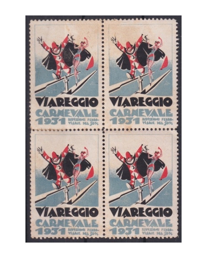 F-EX17437 ITALY ITALIA CINDERELLA 1931 VIAREGGIO CARNIVAL CARNIVALE NO GUM BLOCK4.