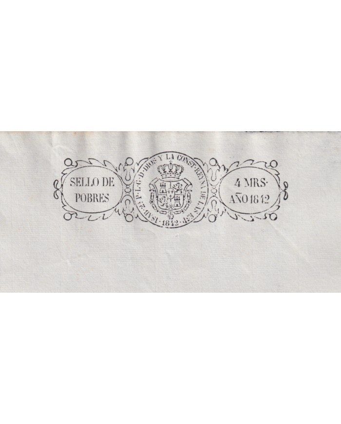 1842-PS-5 ESPAÑA SPAIN REVENUE SEALLED PAPER 1842 SELLO DE POBRES UNUSED.