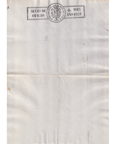 1825-PS-12 ESPAÑA SPAIN REVENUE SEALLED PAPER 1825 SELLO DE OFICIOS UNUSED.