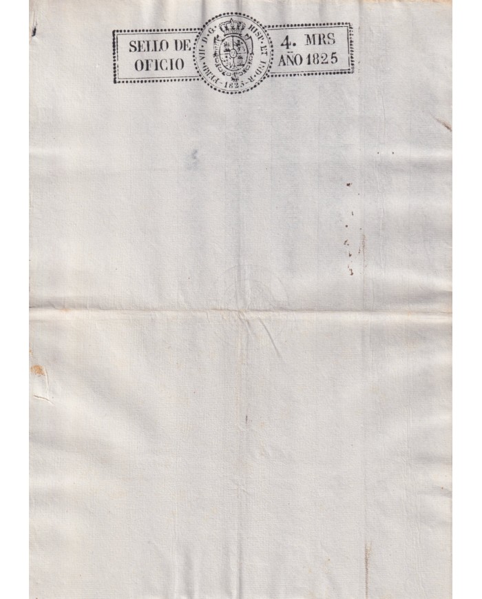1825-PS-12 ESPAÑA SPAIN REVENUE SEALLED PAPER 1825 SELLO DE OFICIOS UNUSED.