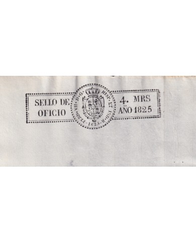 1825-PS-12 ESPAÑA SPAIN REVENUE SEALLED PAPER 1825 SELLO DE OFICIOS UNUSED.