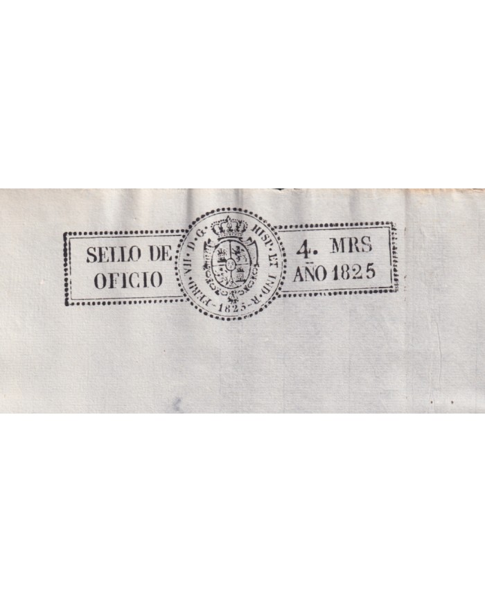1825-PS-12 ESPAÑA SPAIN REVENUE SEALLED PAPER 1825 SELLO DE OFICIOS UNUSED.