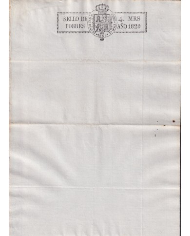 1829-PS-13 ESPAÑA SPAIN REVENUE SEALLED PAPER 1829 SELLO DE OFICIOS UNUSED.