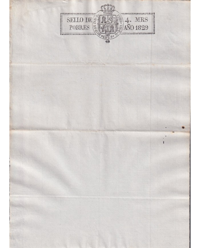 1829-PS-13 ESPAÑA SPAIN REVENUE SEALLED PAPER 1829 SELLO DE OFICIOS UNUSED.