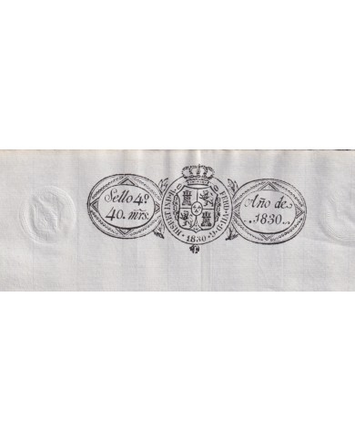 1830-PS-80 ESPAÑA SPAIN REVENUE SEALLED PAPER 1830 SELLO 4º UNUSED.