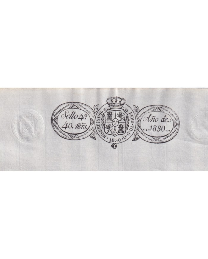 1830-PS-80 ESPAÑA SPAIN REVENUE SEALLED PAPER 1830 SELLO 4º UNUSED.