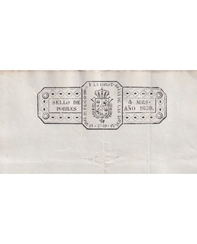 1839-PS-5 ESPAÑA SPAIN REVENUE SEALLED PAPER 1839 SELLO DE POBRES UNUSED.