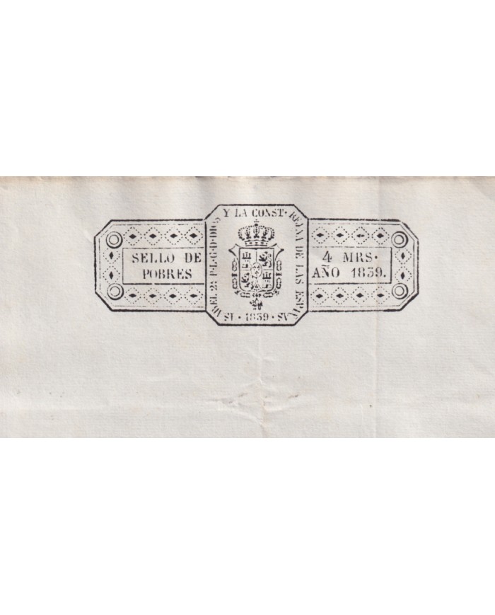 1839-PS-5 ESPAÑA SPAIN REVENUE SEALLED PAPER 1839 SELLO DE POBRES UNUSED.