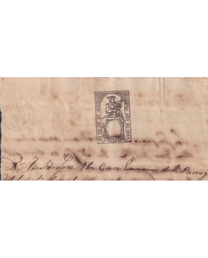 1866-PS-79 ESPAÑA SPAIN REVENUE SEALLED PAPER 1866 SELLO 9º.