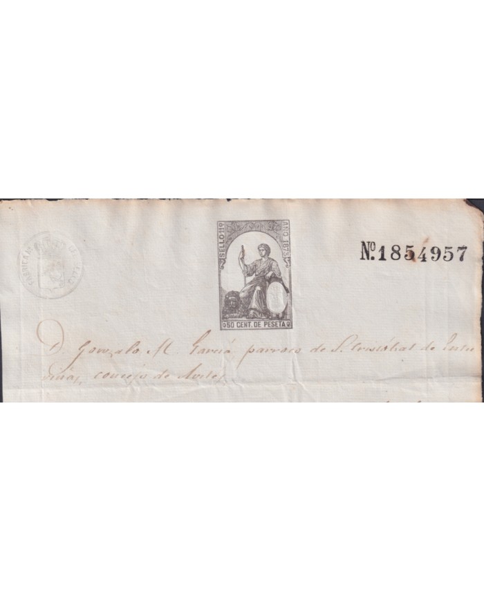 1873-PS-16 ESPAÑA SPAIN REVENUE SEALLED PAPER 1873 SELLO 11º.