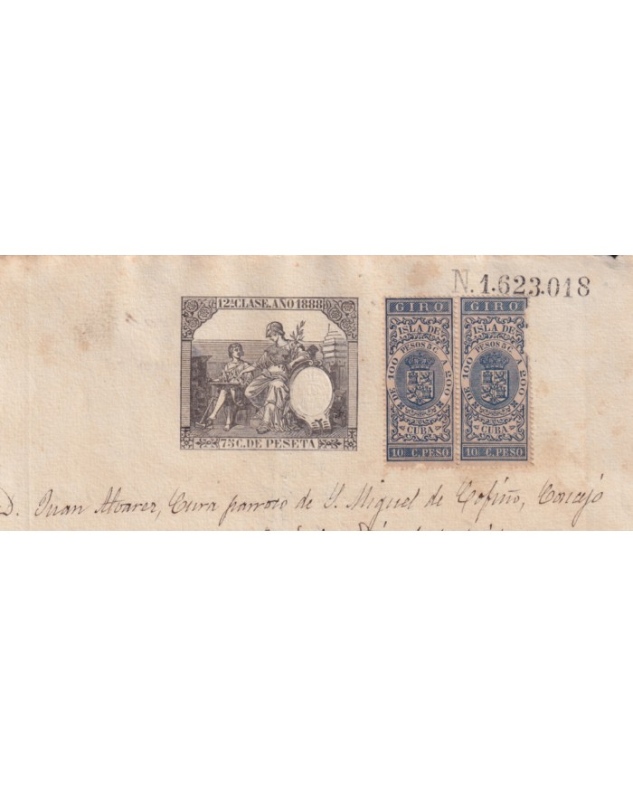 1888-PS-18 ESPAÑA SPAIN REVENUE SEALLED PAPER 1888 SELLO 12º + ANTILLES REVENUE.