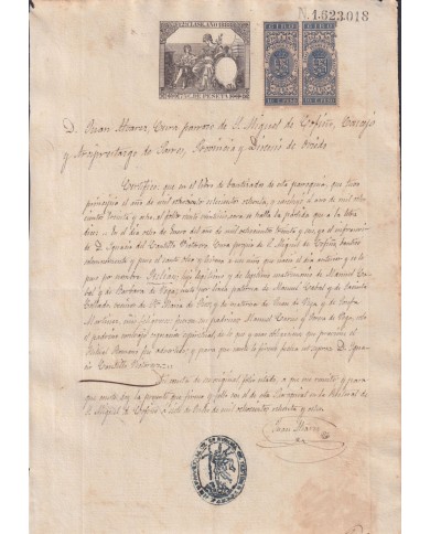 1888-PS-18 ESPAÑA SPAIN REVENUE SEALLED PAPER 1888 SELLO 12º + ANTILLES REVENUE.