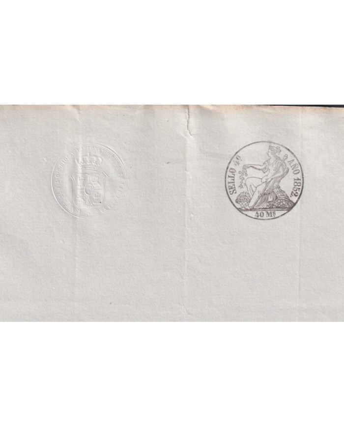 1852-PS-82 ESPAÑA SPAIN REVENUE SEALLED PAPER 1852 SELLO 4º UNUSED.