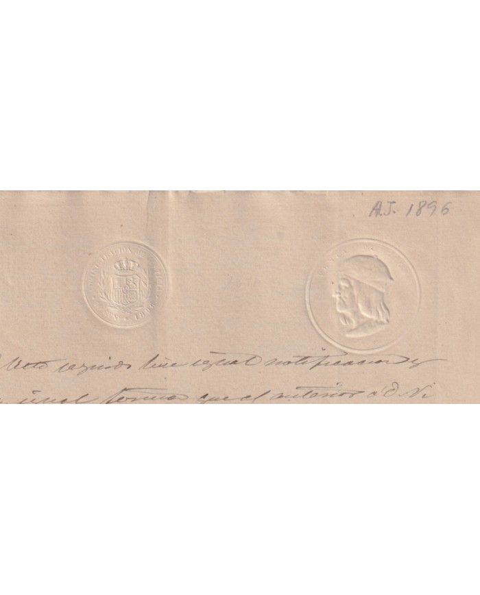 1896-PS-6 ESPAÑA SPAIN REVENUE SEALLED JUDICIAL PAPER 10c.
