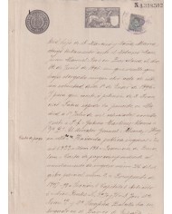 1897-PS-6 ESPAÑA SPAIN REVENUE SEALLED PAPER 1897 SELLO 13º + 5c WAR TAX.