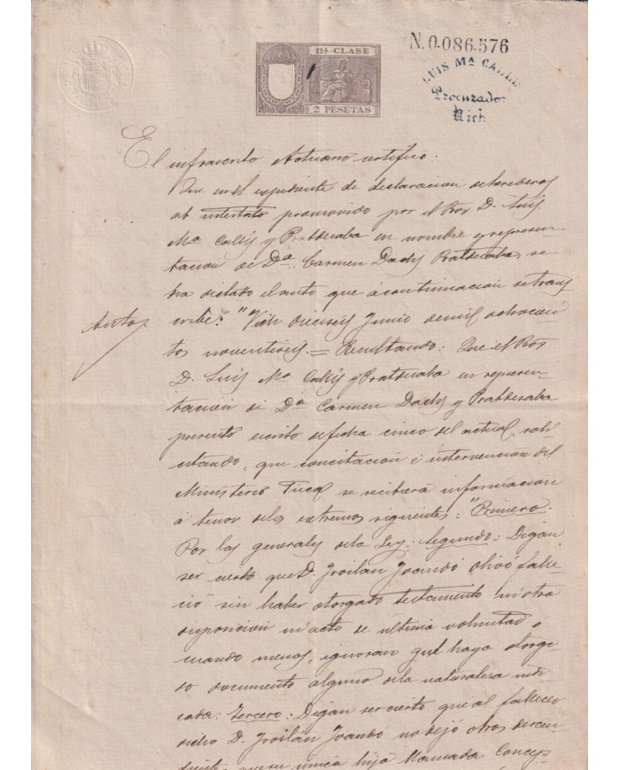 1896-PS-10 ESPAÑA SPAIN REVENUE SEALLED PAPER 1896 SELLO 11º.