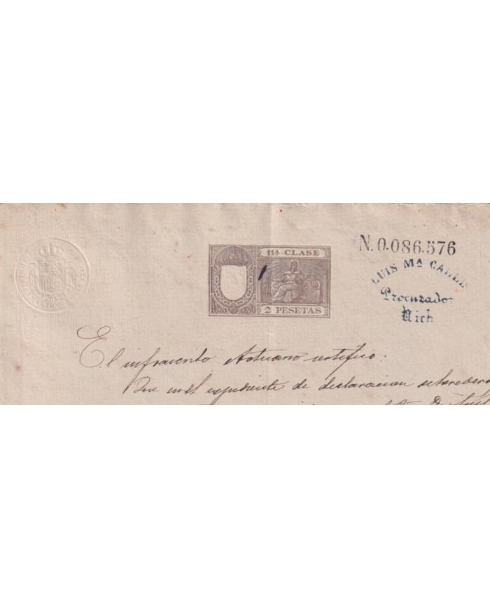1896-PS-10 ESPAÑA SPAIN REVENUE SEALLED PAPER 1896 SELLO 11º.