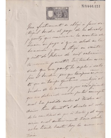 1896-PS-12 ESPAÑA SPAIN REVENUE SEALLED PAPER 1896 SELLO 13º.