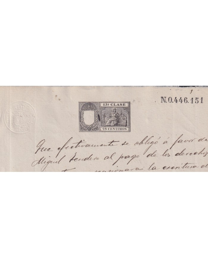 1896-PS-12 ESPAÑA SPAIN REVENUE SEALLED PAPER 1896 SELLO 13º.