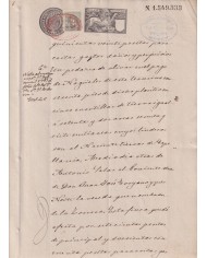 1897-PS-5 ESPAÑA SPAIN REVENUE SEALLED PAPER 1897 SELLO 13º + 5c WAR TAX.