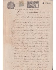 1897-PS-4 ESPAÑA SPAIN REVENUE SEALLED PAPER 1897 SELLO 13º + 5c WAR TAX.