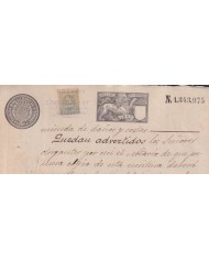1897-PS-4 ESPAÑA SPAIN REVENUE SEALLED PAPER 1897 SELLO 13º + 5c WAR TAX.