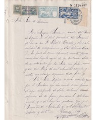 1897-PS-8 ESPAÑA SPAIN REVENUE SEALLED PAPER 1897 SELLO 11º + 10c WAR TAX ´+ LAWYER + POLIZAS.