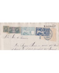 1897-PS-8 ESPAÑA SPAIN REVENUE SEALLED PAPER 1897 SELLO 11º + 10c WAR TAX ´+ LAWYER + POLIZAS.