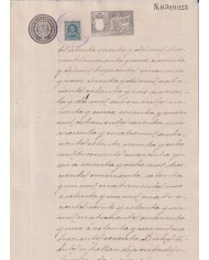 1898-PS-5 ESPAÑA SPAIN REVENUE SEALLED PAPER 1898 SELLO 13º + 5c WAR TAX.