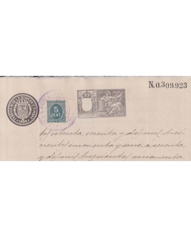 1898-PS-5 ESPAÑA SPAIN REVENUE SEALLED PAPER 1898 SELLO 13º + 5c WAR TAX.