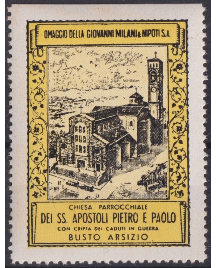 F-EX17449 ITALY ITALIA CINDERELLA 1930 BUSTO ARSIZIO PIETRO & PAUL CHURCH 40x53 mm ORIGINAL GUM