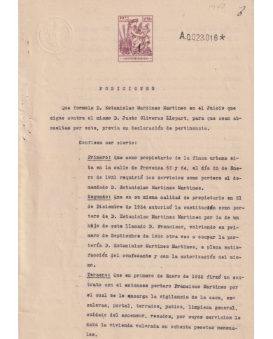 1940-PS-1 ESPAÑA SPAIN REVENUE SEALLED PAPER 1940 SELLO 10º.
