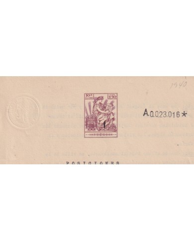 1940-PS-1 ESPAÑA SPAIN REVENUE SEALLED PAPER 1940 SELLO 10º.
