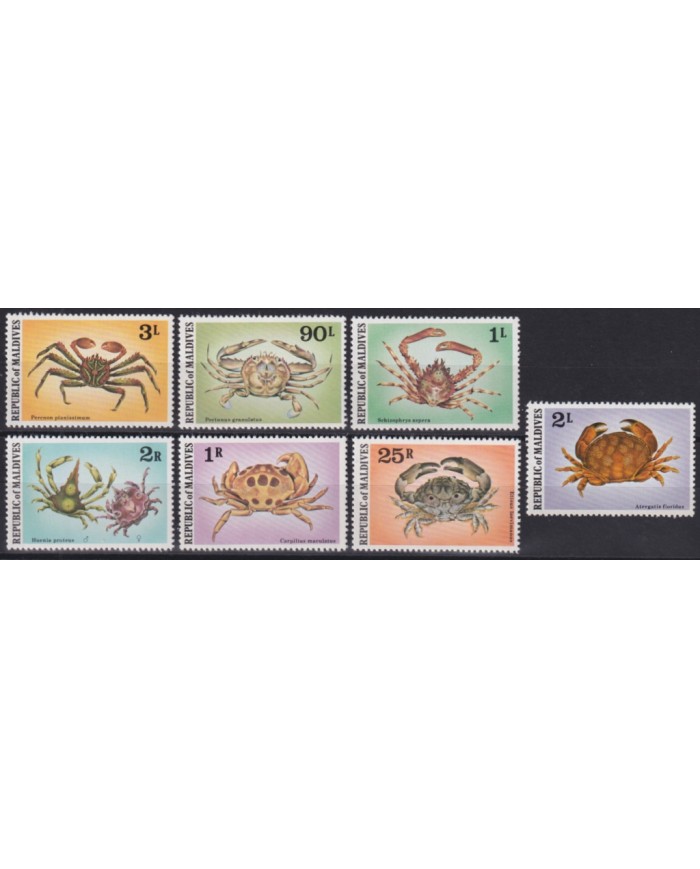 F-EX46758 MALDIVES MNH 1978 MARINE WILDLIFE REEF CRAB FISH PECES CORAL.