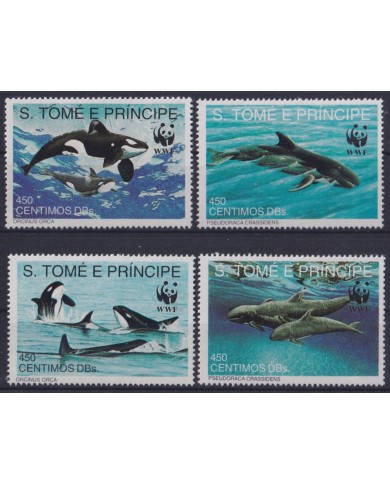 F-EX46763 SAO TOME I PRINCIPE MNH 1980 WWF MARINE WILDLIFE WHALE FISH.