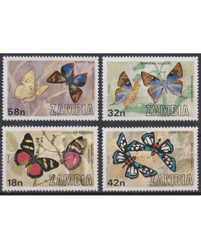 F-EX46782 ZAMBIA MNH 1980 INSECTS BUTTERFLY MARIPOSAS PAPILLON.