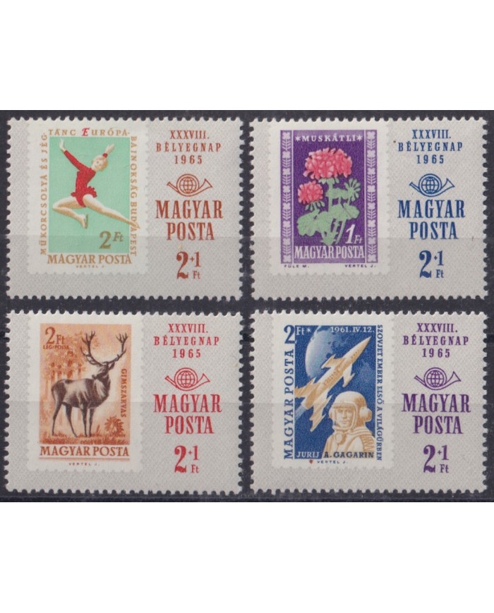 F-EX44940 HUNGARY MNH 1965 ANTELOPE GYMNASTICS COSMOS SPACE FLOWER FLORES.